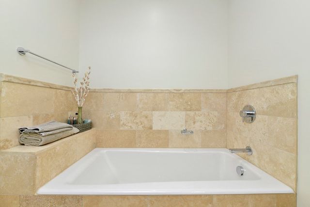 a bathroom with a bathtub