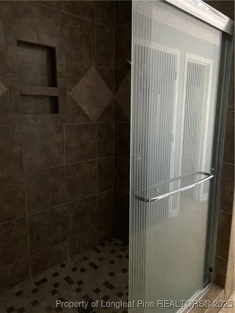 a bathroom with a mirror