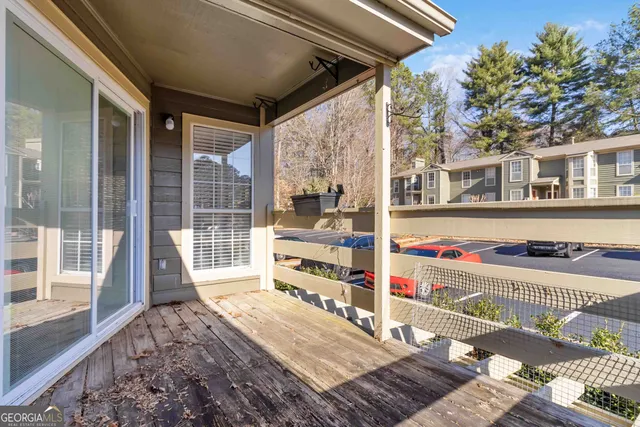 a view of a balcony with city view