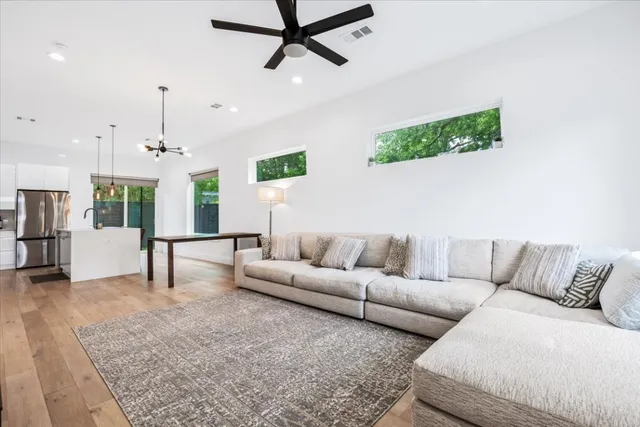 a living room with furniture