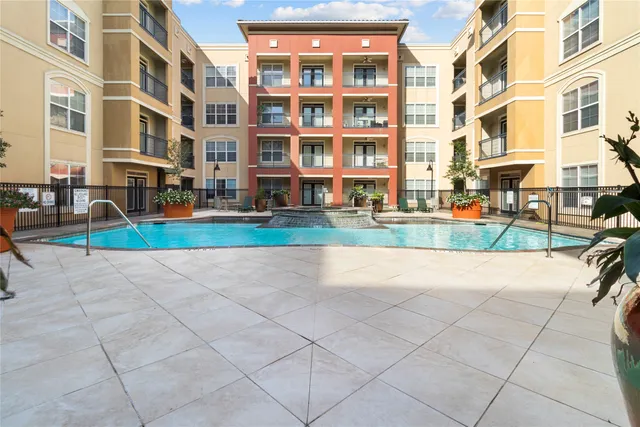 a front view of a building with outdoor area