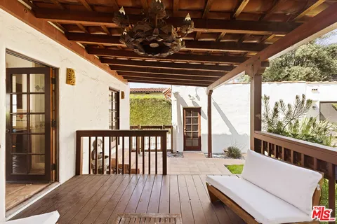 a view of porch with seating space
