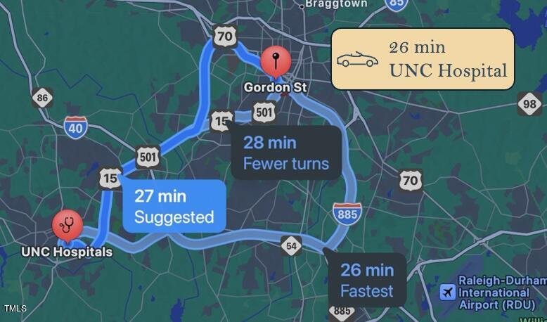 512 Gordon Street, Unit 603 Durham, NC 27701 - Photo 38 of 47 26 minute drive to UNC Hospital