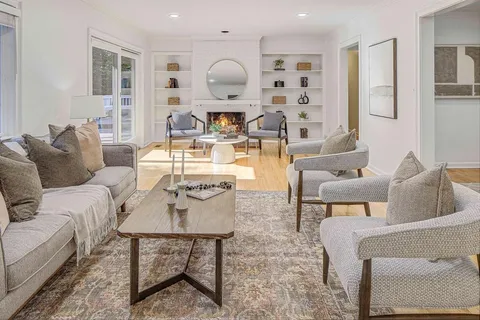 a living room with furniture