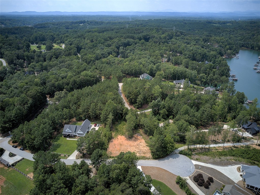 Lot 24 Reservoir Road West Union, SC 29696 - Photo 13 of 46 An aerial panorama reveals a vast, verdant landscape with homes nestled among mature trees and a tranquil lake.