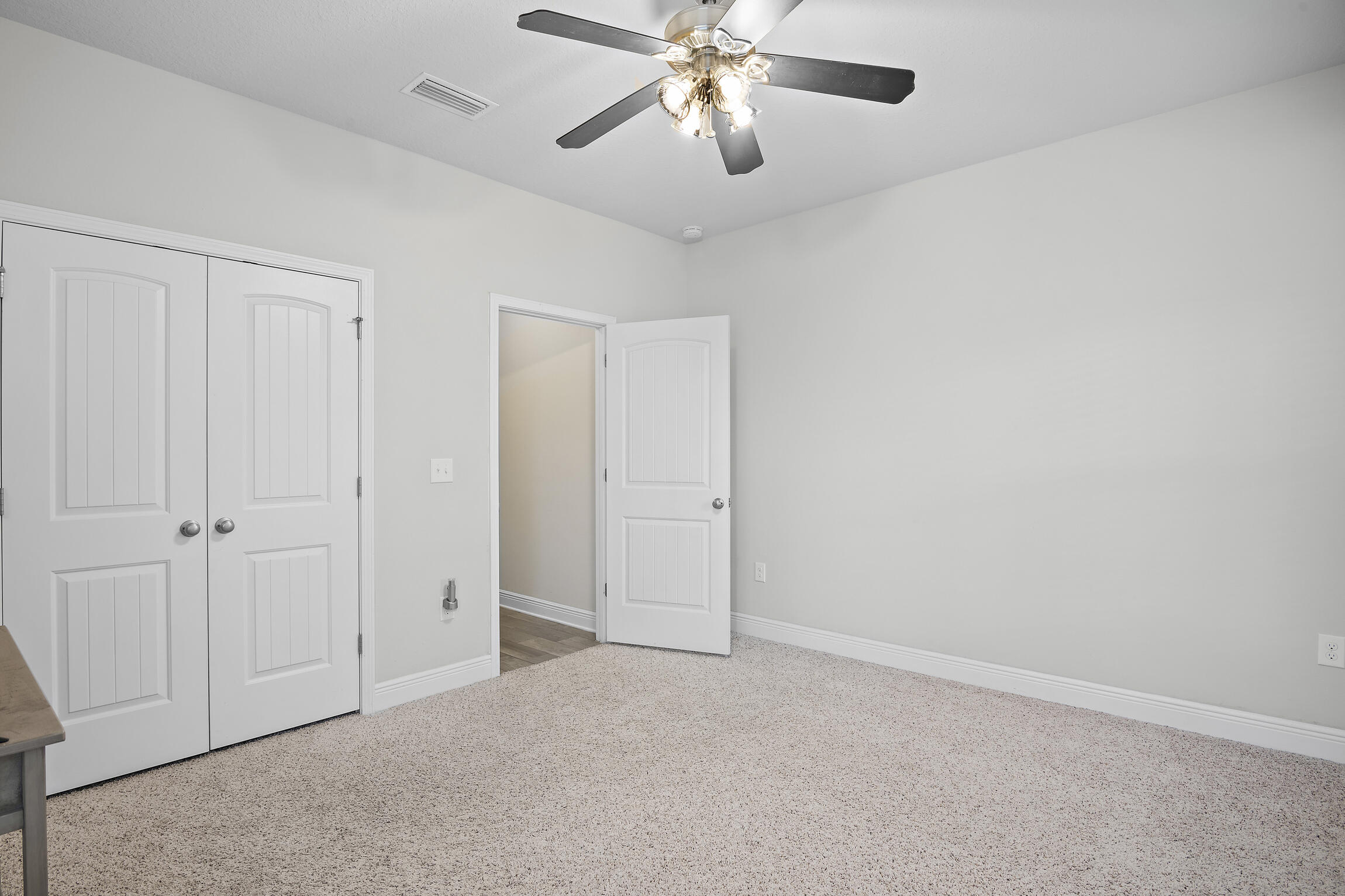 369 Lilly Bell Lane Freeport, FL 32439 - Photo 15 of 24 an empty room with closet and a chandelier fan