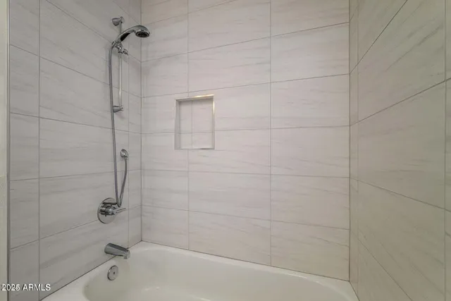 a bathroom with a shower and a bathtub