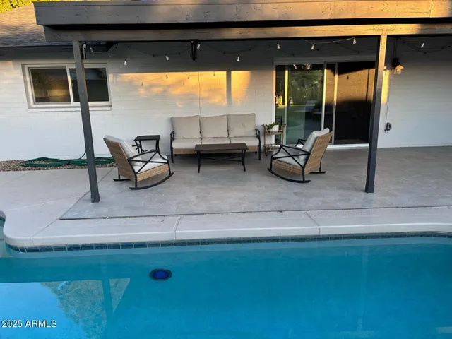 a living room with furniture