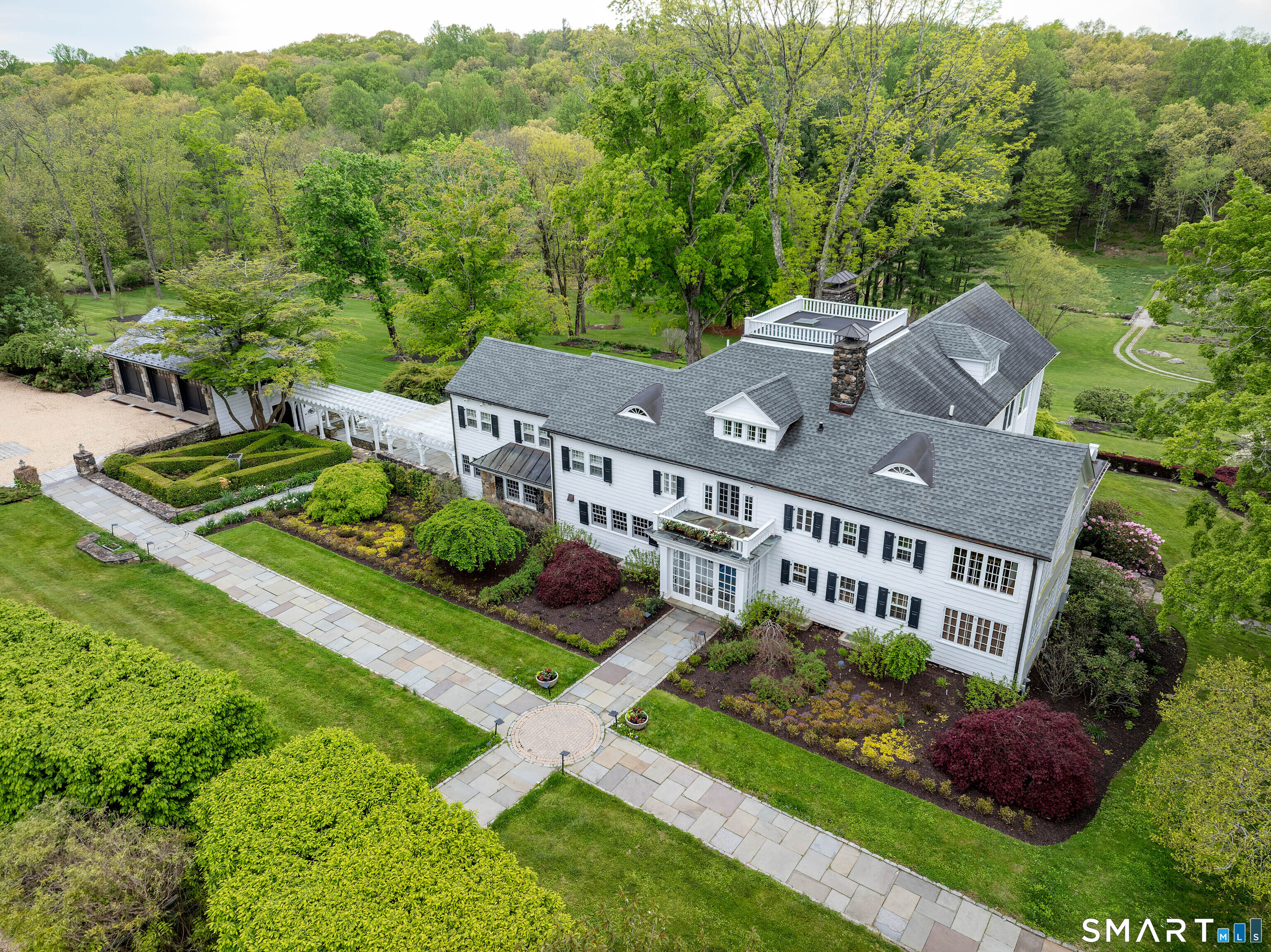 155 Long Ridge Road Danbury, CT 06810 - Photo 4 of 40 Seen from above, the arrival feels composed, established, and quietly grand.