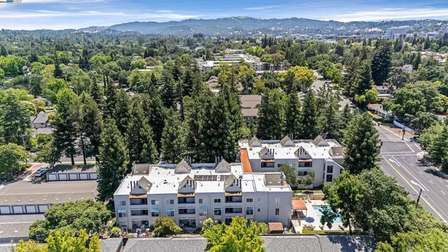 an aerial view of residential houses with city view