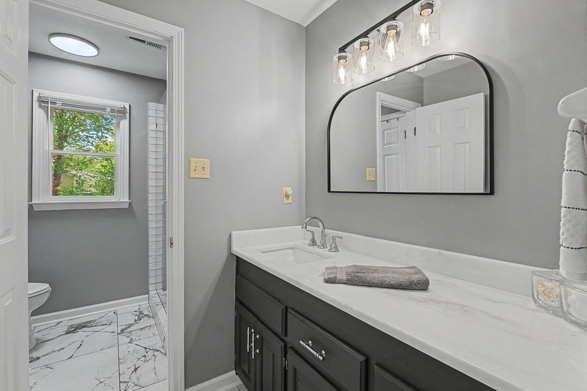 337 Revell Cove Collierville, TN 38017 - Photo 28 of 40 a bathroom with a sink a toilet and mirror