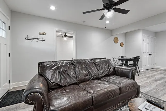 a living room with furniture