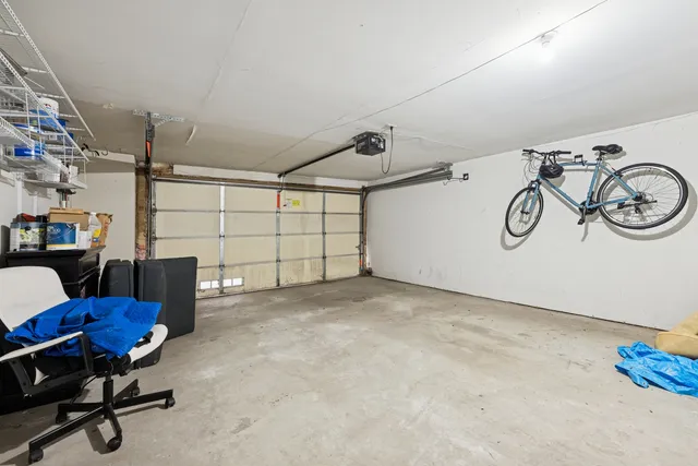 a view of a garage with furniture