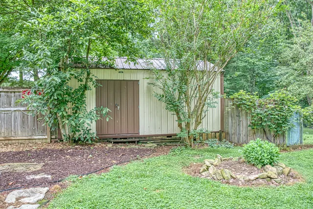 a big yard with lots of green space and plants