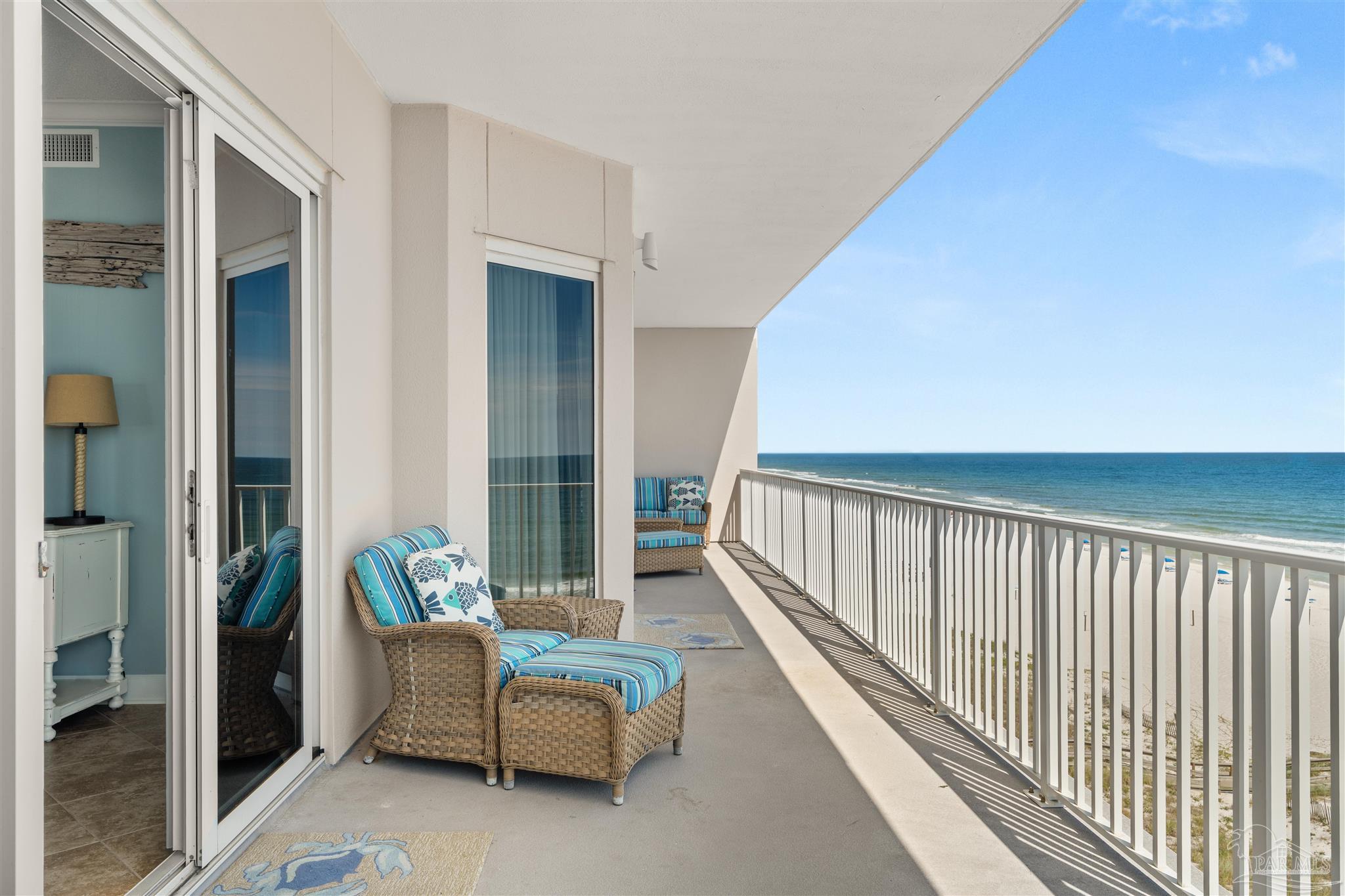 14511 Perdido Key Drive, Unit 508 Perdido Key, FL 32507 - Photo 41 of 59 a balcony with furniture and wooden floor