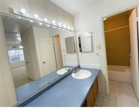 a bathroom with a bathtub
