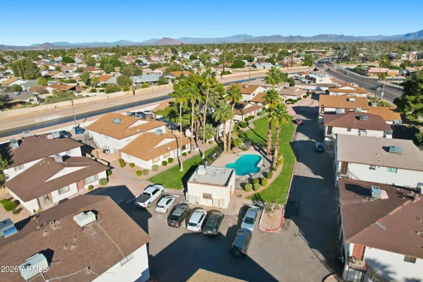 an aerial view of multiple house
