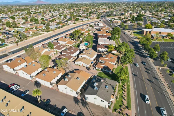 an aerial view of a city