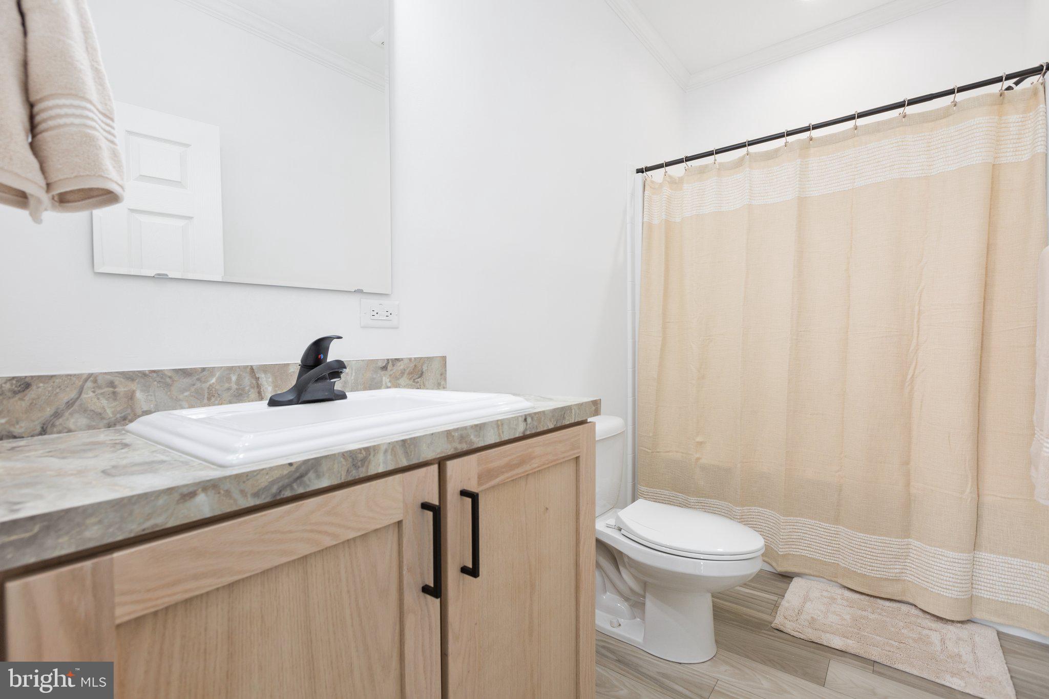 967 Levi Road Green Bay, VA 23942 - Photo 22 of 39 a bathroom with a granite countertop sink toilet and a mirror