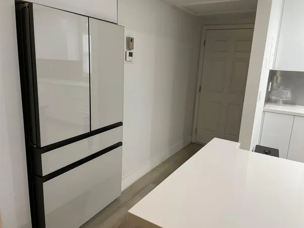 a close view of a closet in the kitchen