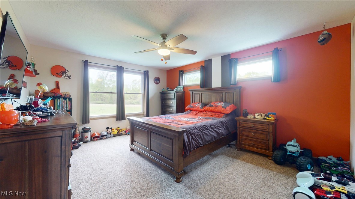 961 Industry Road Atwater, OH 44201 - Photo 21 of 50 Bedroom featuring light colored carpet and ceiling fan