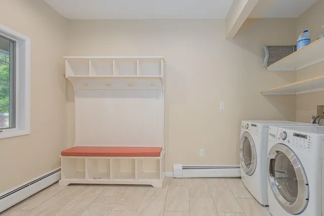 a room with a washer and dryer