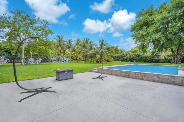 a view of a park with slide