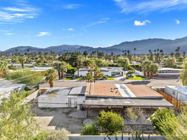 a view of a city with an outdoor space