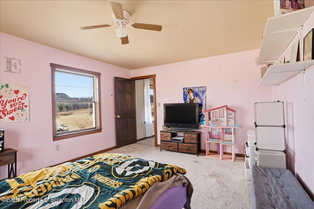 2909 Potter Hill Road Thompson, PA 18465 - Photo 46 of 80 a bedroom with a bed and a flat screen tv