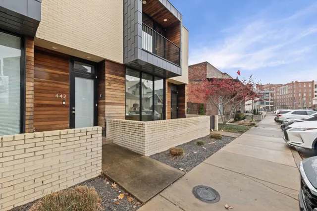 a view of a building with a bench