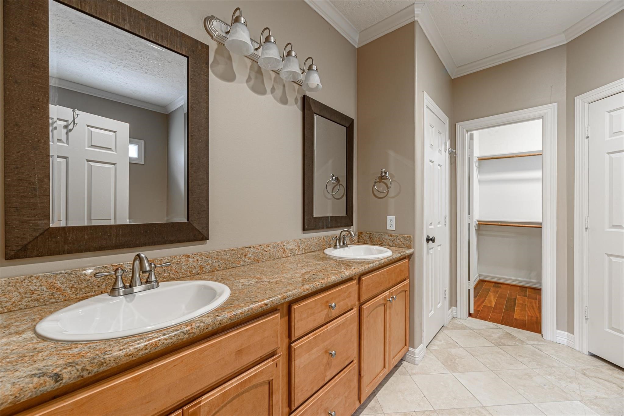 1324 Prince Street Houston, TX 77008 - Photo 21 of 26 a bathroom with a granite countertop sink double and mirror