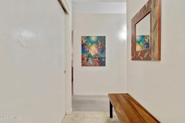 a view of a hallway with a elevator