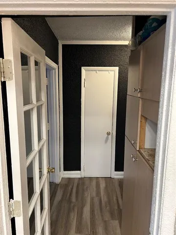 a view of wooden door