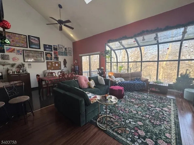 a living room with furniture or couch and a window