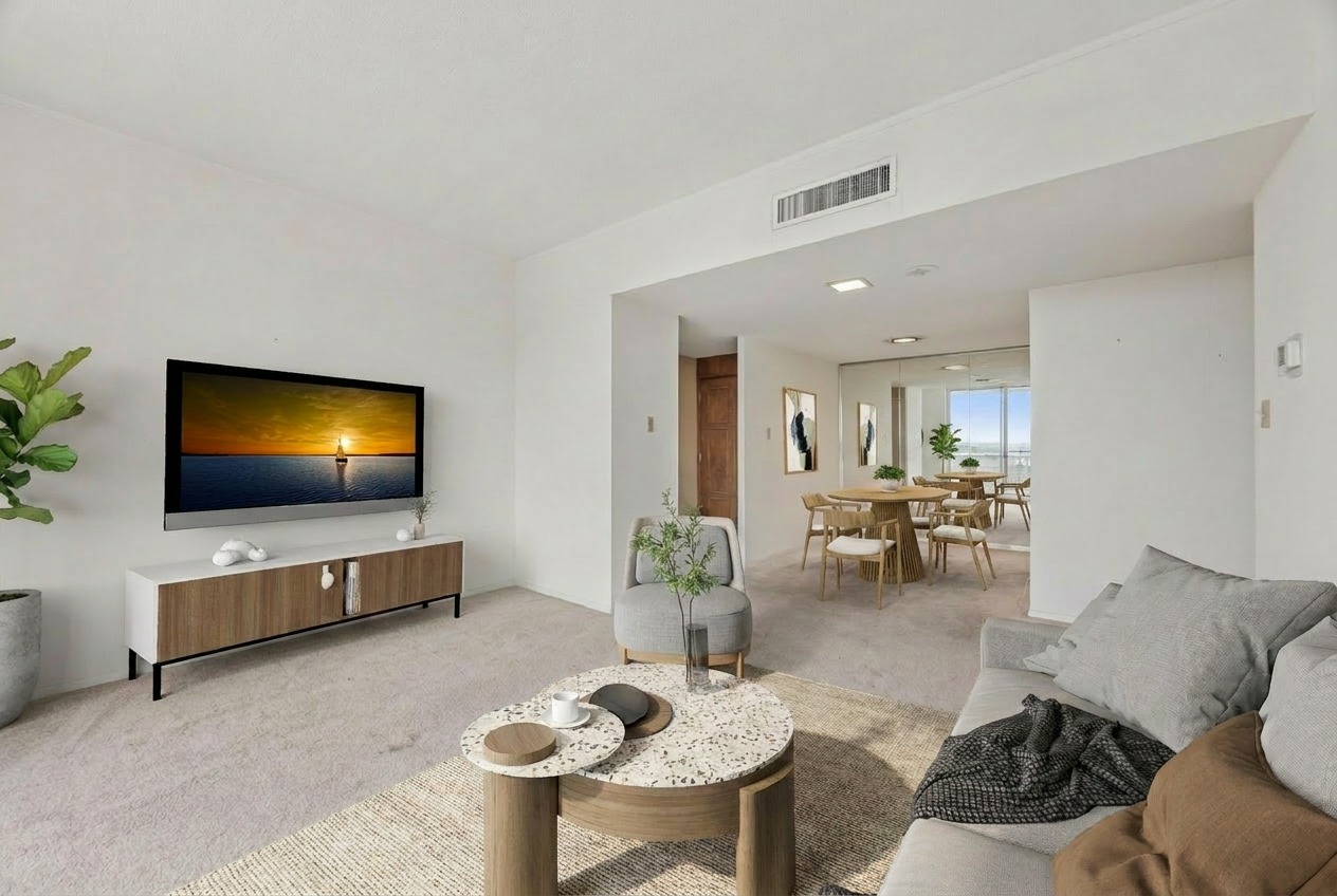 1801 Lavaca Street, Unit 14K Austin, TX 78701 - Photo 2 of 30 a living room with furniture and a flat screen tv