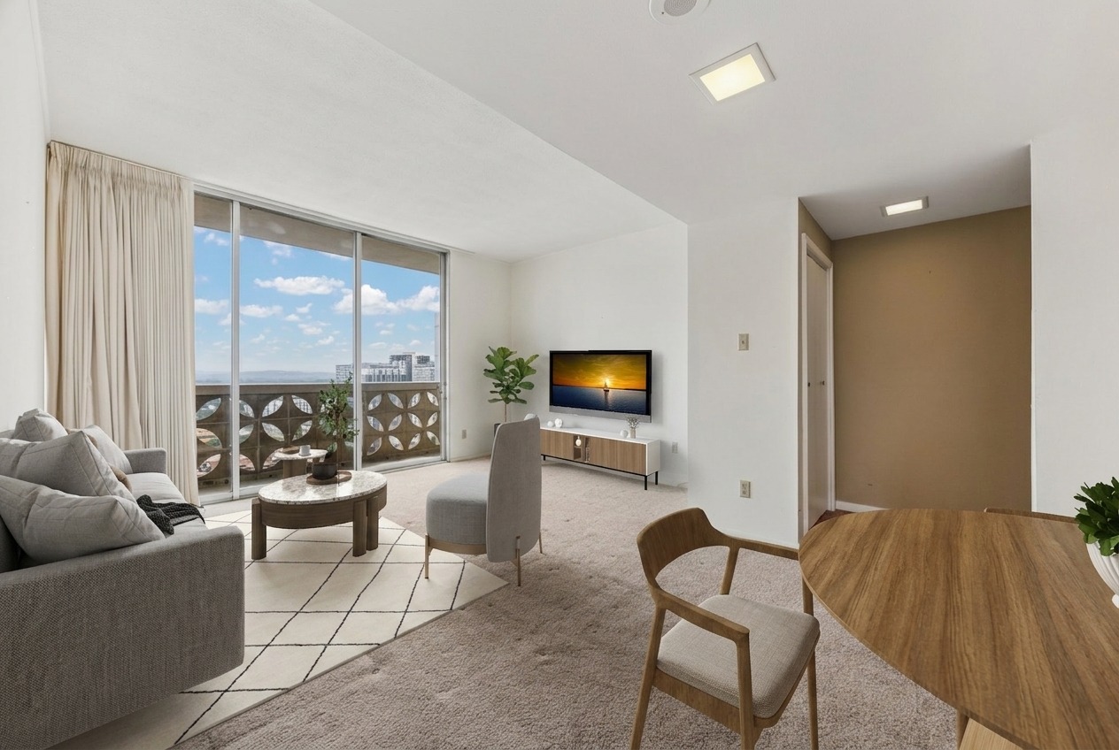 1801 Lavaca Street, Unit 14K Austin, TX 78701 - Photo 3 of 30 a living room with furniture and a flat screen tv