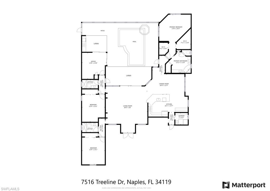 7516 Treeline Drive Naples, FL 34119 - Photo 33 of 33 a picture of a room with a white wall and a large window