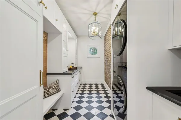 a view of entryway with wooden floor