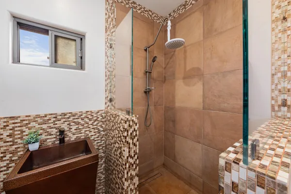 a bathroom with a shower