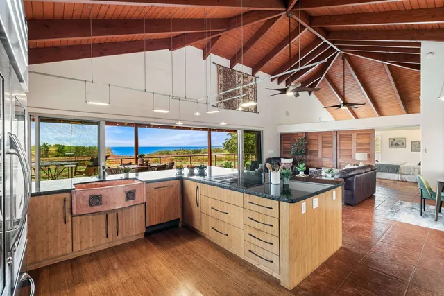 a kitchen with lots of counter top space