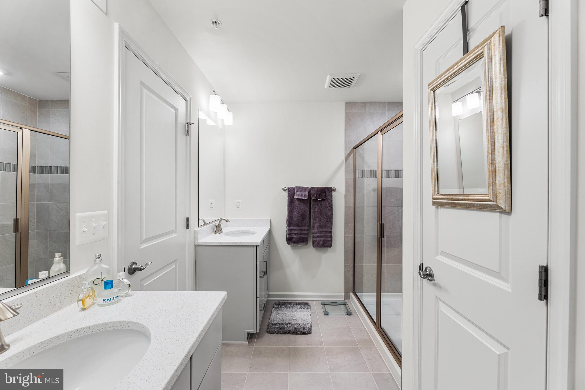 520 Marshy Cove, Unit 163 Cambridge, MD 21613 - Photo 22 of 42 a bathroom with a sink a mirror and shower