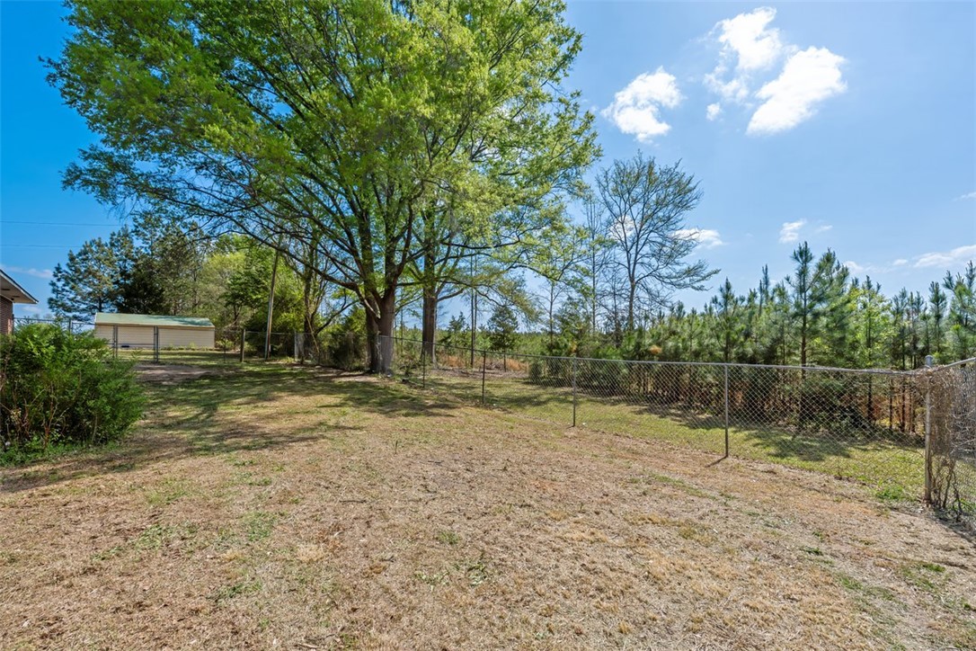 606 County Rd S-1-149 Donalds, SC 29638 - Photo 33 of 38 Expansive backyard with a lush green tree and sturdy chain-link fence.