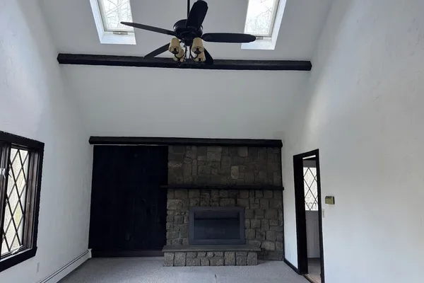 a close view of a fireplace