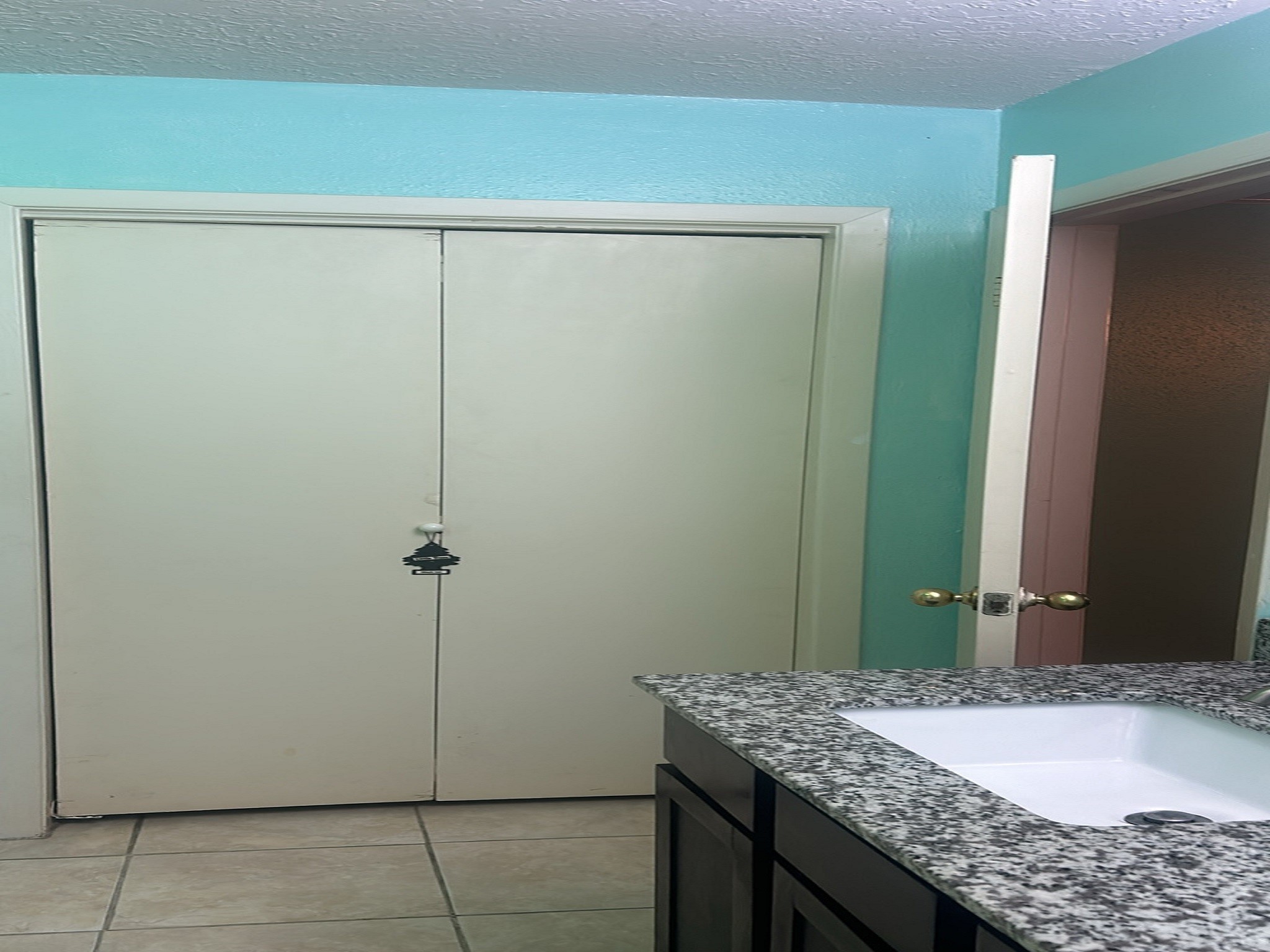 9810 Fernstone Lane Houston, TX 77070 - Photo 9 of 14 a bathroom with a granite countertop sink and a mirror