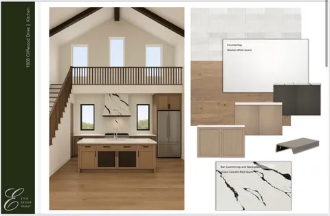 a open hall with a fireplace and a fireplace