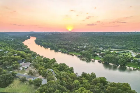 a view of lake and mountain