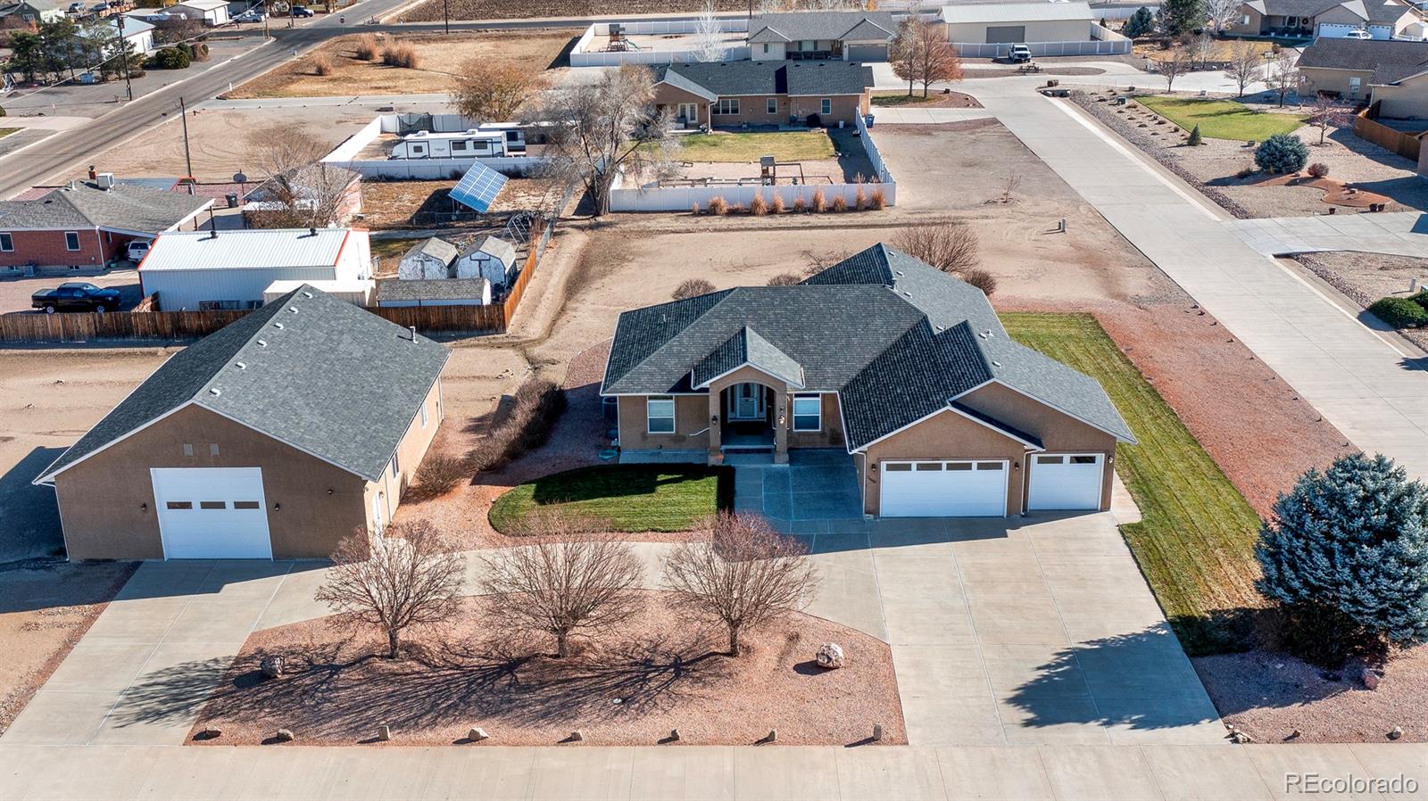 24484 Gale Road Pueblo, CO 81006 - Photo 42 of 43 an aerial view of a house with a yard