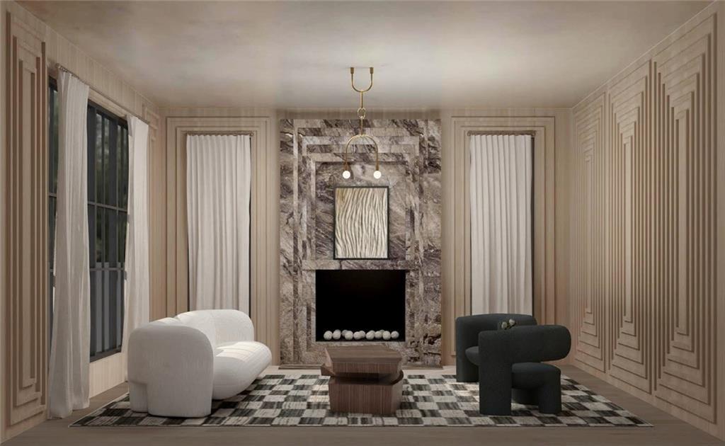 312 Blackland Road Northwest Atlanta, GA 30342 - Photo 27 of 58 a living room with furniture and a chandelier