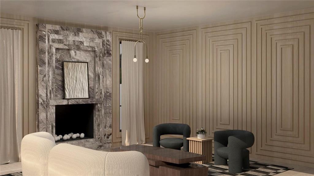 312 Blackland Road Northwest Atlanta, GA 30342 - Photo 28 of 58 a bedroom with furniture and a chandelier