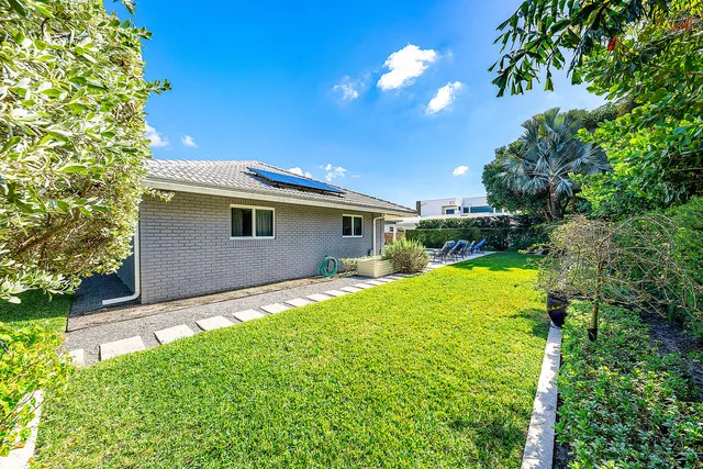 a bathroom with a sink a mirror and a potted plant